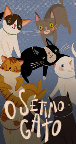 ilustração de 7 gatinhos sorrindo